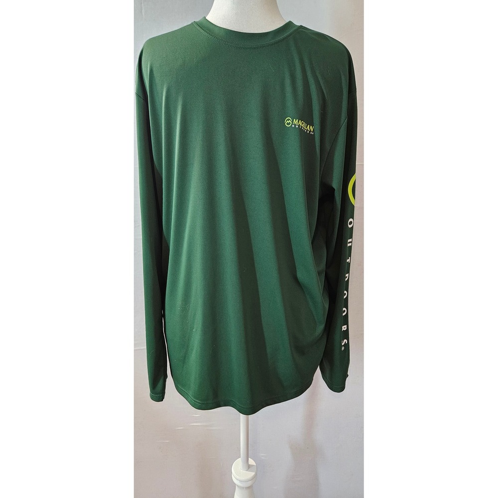Magellan Outdoors Mens Fish Gear Long Sleeve Performance Shirt Green Large